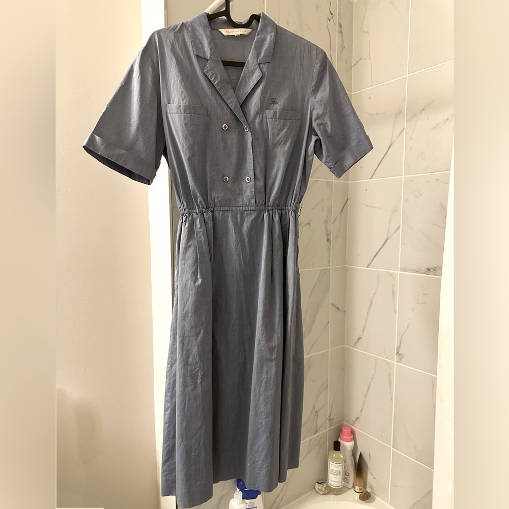 Vintage Burberry Light Blue Midi Shirtdress